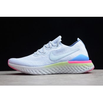 Nike Epic React Flyknit 2 Hydrogen Blue Sapphire-Lime Blast-Hyper Pink-Blue Tint BQ8928-453 Shoes